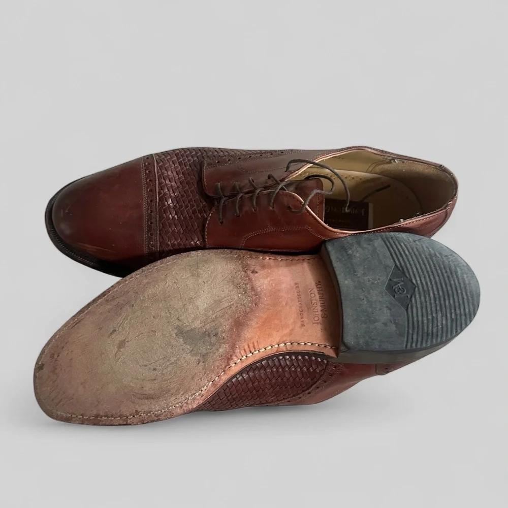 Johnston‎ & Murphy Ellsworth Cap Toe Woven Leather Dress Shoes Mens 10